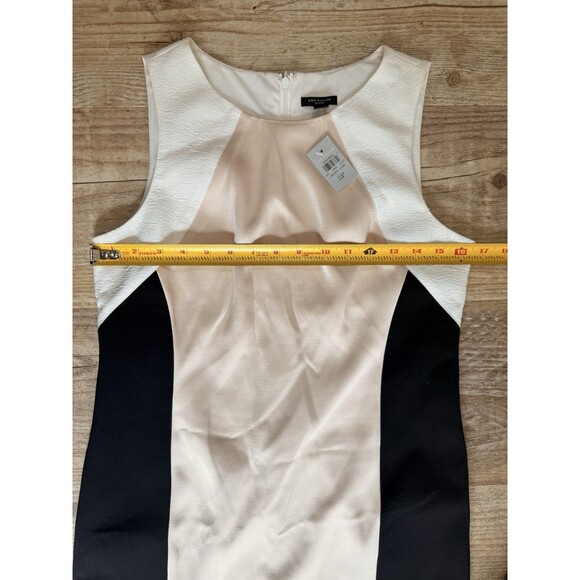Ann Taylor Dress Sleeveless Sheath Black Cream Tan Size 8P NWT - Picture 3 of 5